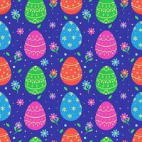 Decorative pattern of Easter eggs. Happy Easter template with eggs and flowers. Vector illustration of beautiful Easter eggs .