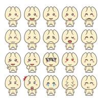 Set collection of cute dim sum mascot design character. Isolated on a white background. Cute character mascot logo idea bundle concept vector
