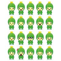 Set collection of cute cucumber mascot design character. Isolated on a white background. Cute character mascot logo idea bundle concept vector