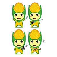 Set collection of cute corn mascot design. Isolated on a white background. Cute character mascot logo idea bundle concept vector