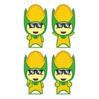 Set collection of cute corn mascot design. Isolated on a white background. Cute character mascot logo idea bundle concept vector