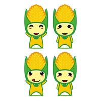 Set collection of cute corn mascot design. Isolated on a white background. Cute character mascot logo idea bundle concept vector