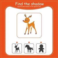 Find the correct shadow. Deer. Animal vector