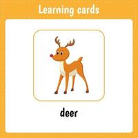 Learning cards for kids. Deer vector