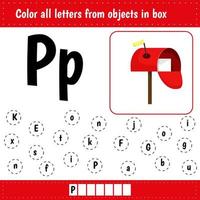 Color letters. P for postbox vector