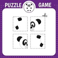 Puzzle game for kids. Panda vector
