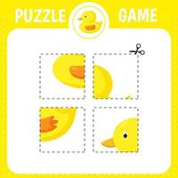 juego de rompecabezas para niños. pato vector