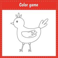 Coloring page of a chicken for kids vector