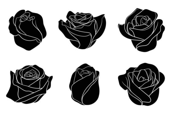 hand drawn silhouette of roses