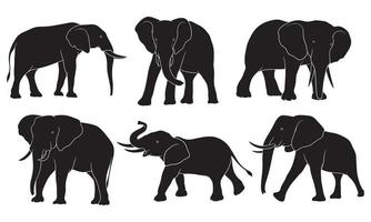 silueta dibujada a mano de elefante