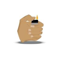 A vector of a hand lighting a match. Resources for design. Vector for the cover material.