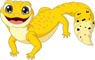 Cartoon cute yellow gecko on white background vector