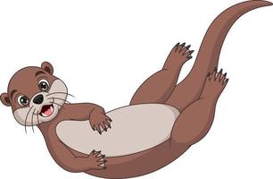 Cute little otter cartoon posing vector