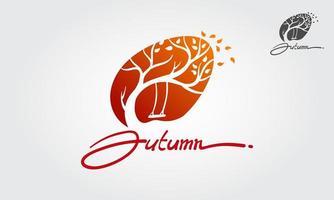 Autumn Vector Logo Template. Logo of a stylized tree in wind. You can use these illustration in your designs about seasons, trees, ecology and nature.