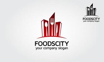 plantilla de logotipo de vector de ciudad de comida. este logotipo es adecuado para negocios de catering, negocios de cocina, comida rápida, restaurante y cualquier negocio relacionado con cafetería, café, restaurante, salón, comida, bebida, etc.