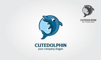 Cute Dolphin Vector Logo Illustration. Funny logo for animal, games, entertainment, recreation, retail, education, consulting, school, and business company.