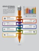 Educational pencil step option infographics. Fully editable vector based Infographic elements, ready to use for your project, print, presentation, workflow layout, banner, diagram, web design, etc.