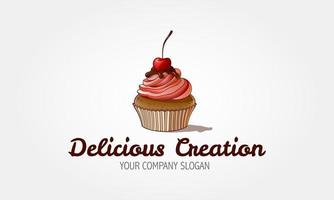 Delicious Creation Vector Logo Template. Sweet Cake is a bakery logo in very light pinks and pastel colors. Logo templates which can be used for cake shop or any others business related.