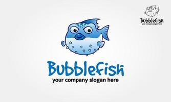 ilustración de logotipo de vector de pez burbuja. el carácter de los peces llena sus estómagos con aire para parecer más grandes y menos atractivos para un depredador.