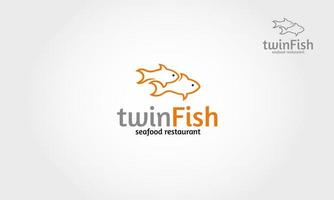 plantilla de logotipo de diseño de peces gemelos vectoriales. concepto de diseño de mariscos. vector