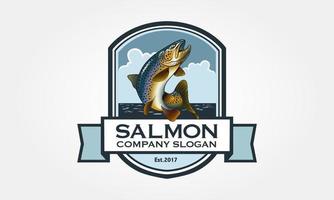 ilustración del logotipo del vector de salmón. logo con salmón al estilo emblema. pescado vectorial vintage para el diseño de su logotipo.
