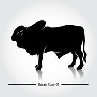 Boran Cow Silhouette Vector Template. This silhouette suitable for icon, symbol, businesses, product pic, restaurants serving beef dishes, or can also be used for cow farming business.