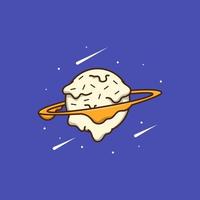 ilustración de icono de dibujos animados de órbita de planeta helado vector