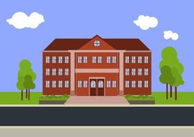 Illustration of school with building. University, college, academy vector illustration. Back to school.