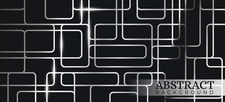 geométrico abstracto de moda con plata metálica de forma rectangular aleatoria sobre fondo negro adecuado para banner web, invitación, tarjeta de felicitación, tarjeta de visita vector