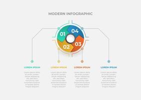 plantilla infográfica de gráfico circular moderno con 4 pasos. plantilla de negocio vectorial para presentación. concepto creativo para infografía. adecuado para folleto, flujo de trabajo, informe anual, gráfico, diseños vector