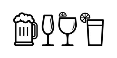 a Collection of Beverage icons for restaurant use. Beer, Lemonade, Lemon Juice, and Lemon Tea Icons vector