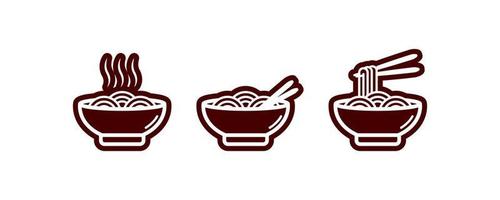 Noodles Icon with Chopsticks. Noodles or Ramen in Negative Color for Stamp or Menu Background Decoration vector