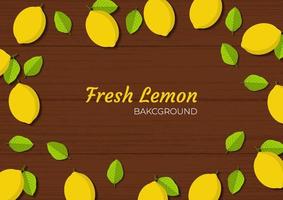 top view flat table design. lemon festival. fresh lemon fruit on wooden table from above suitable for social media post, banner, flyer, restaurant or cafe menu list, and more.