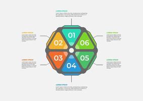 Modern circle chart infographic template with 6 options. Vector business template for presentation. Creative concept for infographic. Suitable for brochure, workflow, annual report, graph, layouts