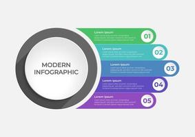 plantilla de infografía moderna. infografía empresarial de presentación en 5 pasos. plantilla de negocio vectorial para presentación. los elementos abstractos de gráfico, diagrama con pasos, opciones, partes o procesos. vector