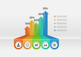 Arrow infographic elements with 5 options. Business template for presentation. Up arrow vector design. Can be used web design, diagram, business information, report