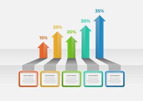 Arrow infographic elements with 5 options. Business template for presentation. Up arrow vector design. Can be used web design, diagram, business information, report