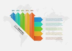 elementos infográficos de flecha con 5 opciones. plantilla de negocio para presentación. diseño de flecha hacia arriba con etiqueta horizontal. se puede utilizar diseño web, diagrama, información comercial, informe vector