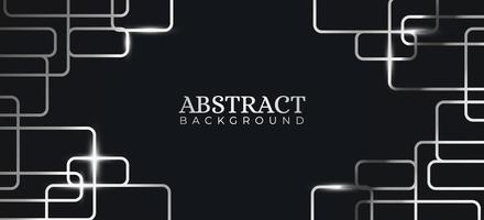 geométrico abstracto de moda con plata metálica de forma rectangular aleatoria sobre fondo negro adecuado para banner web, invitación, tarjeta de felicitación, tarjeta de visita vector