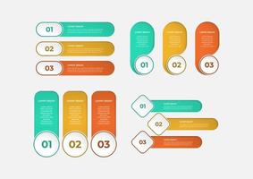 conjunto de elementos infográficos modernos. colección de infografía empresarial. diseño de etiquetas verticales y horizontales. plantilla de negocio vectorial para presentación, información, recursos gráficos. vector