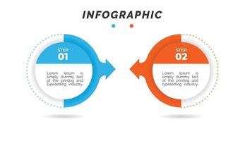 visualización de datos comerciales. diagrama del proceso. elementos abstractos de gráfico, diagrama con pasos, plantilla infográfica con 2 opciones. ilustración vectorial vector