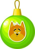 Christmas tree green ball with a fox pattern. vector