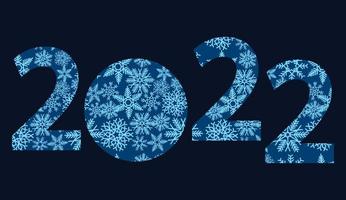 Happy New Year 2022. A room with snowflakes on a black background. vector