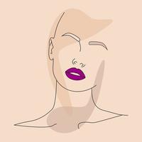 The face is a line. Abstract minimalistic female face icon, logo. vector