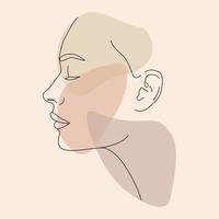 una línea dibujando la cara y el cabello. el arte moderno del minimalismo. vector