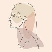 In a minimalistic fashion style with a portrait of a female face. vector