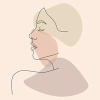 The contour of the face. A poster with an abstract female face. vector