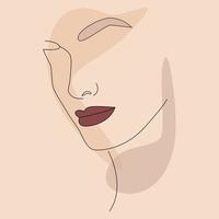 The contour of the face. A poster with an abstract female face. vector