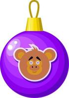 Christmas purple ball with a monkey pattern.