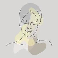 The contour of the face. A poster with an abstract female face. vector